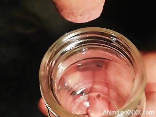 Dude sticks his cock in his personal spider jar