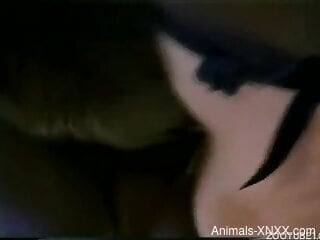 Sexy female feels dog's entire cock in her creamy cunt