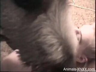 Furry animal licks the blonde babe's cunt in excellent manners